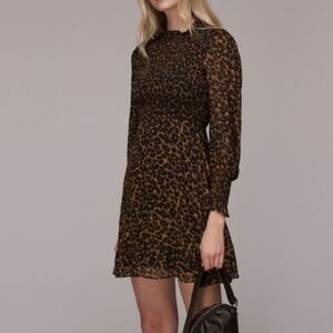 Leopard print dress - long sleeve, halter neck, mini like new condition
